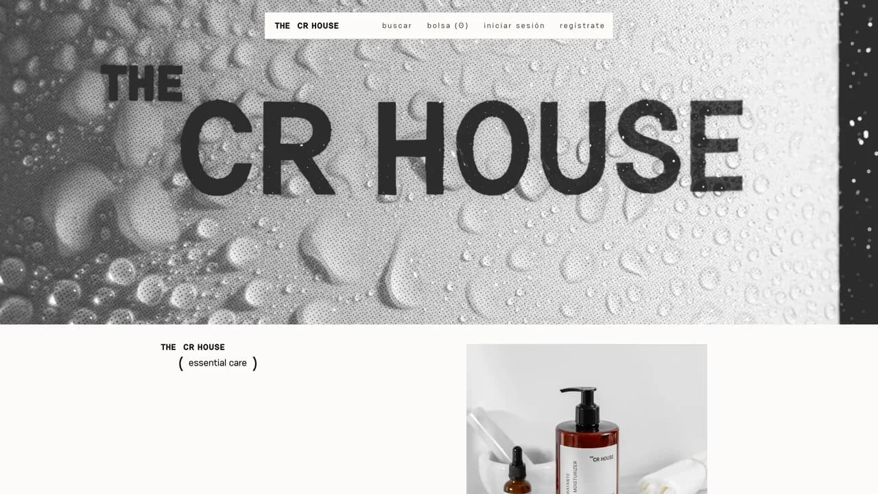 Portada de The CR House, tienda en línea de productos de cuidado personal de lujo.